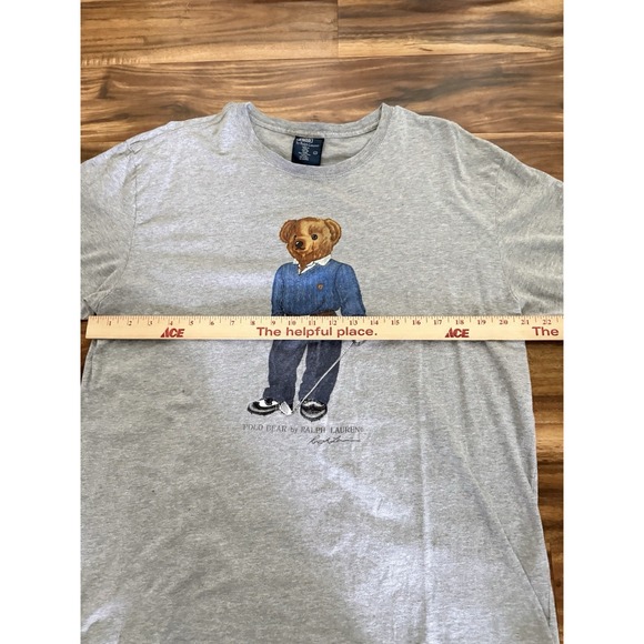 Vintage 90s Polo Ralph Lauren Golf Bear T Shirt Adult Large Gray Shirt Fast Ship - Picture 6 of 9